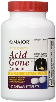 Acid Gone Antacid Chewable Generic for Gaviscon Extra Strength Chewable Tablets 100 Ct. Per Bottle P