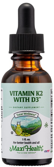 Maxi Health Liquid Vitamin D3 with K2 Drops for Long-Term Health - Vitamin K2 D3 Vitamin Supplement 