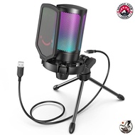FIFINE USB Condenser Microphone Gaming Microphone RGB Lighting for Streaming Cardioid Plug & Play wi