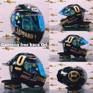 helm full face KYT rc seven itam glossy leopard gold paket ganteng