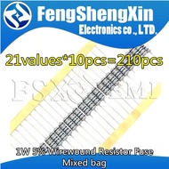 21values*10pcs=210pcs 1W 5% Wirewound Fuse Resistor Mixed bag 0.33R~39R KIt 0.1R 0.15R 0.33R 0.68R 1