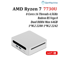 GenMachine MINI PC Ren7000 Series AMD Ryzen7 7730U/R5 7530U/R3 7330U DDR4 WIFI 6 BT5.2 M.2 2280 3 Mo