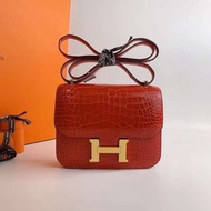 鱷魚皮🐊❤️Hermes Mini Constance 19✨S3 Rouge de course心紅色♦️Stamp Y(2020)