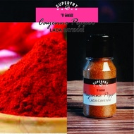 SUPERFRY CAYENNE PEPPER with Flip top cap plastic spice bottle - 50g | Lada Cayenne - 50g | 牛角椒粉 - 50克