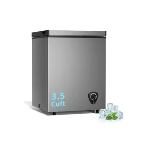 3.5 Cu.ft Chest Freezer with Removable Basket 7 Level Temperature Adjustment Mini Deep Freezer with 