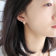 JINJEWELRY Pure 14K Rose Gold Earrings Plain Gold Honeycomb Earrings Earrings Women's Color Gold