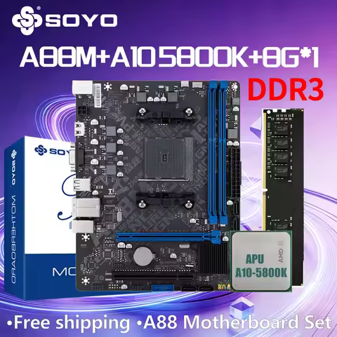 A88M Motherboard SOYO A10-5800K CPU RAN 8GComputer components Game Motherboard DDR3 SATA3 AMD FM2+/F
