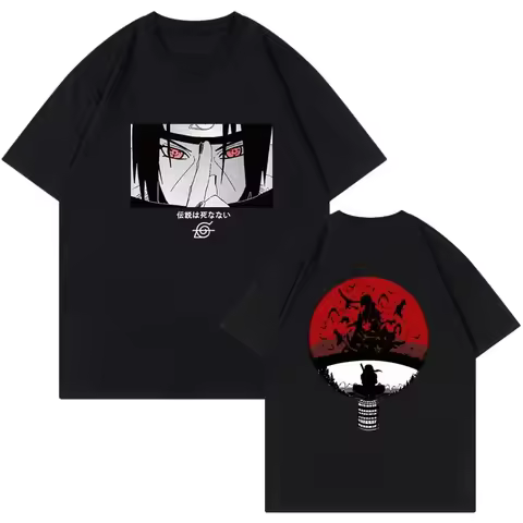 2026 Japanese Naruto Printed T-shirt Uchiha Itachi Anime Sports Top Loose Short Sleeve