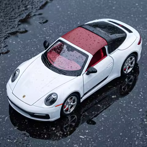1:32 Alloy Metal Diecast Model Car Compatible With Porsche 911 Targa 4S Convertible Sports Car Colle