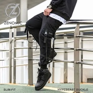 Hypebeast Ninja Buckle Zenomic Slim Fit Black Men's Cargo Jogger Pants