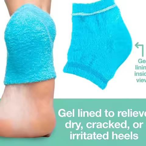 Moisturizing Gel-Lined Heel Socks, 2pcs Toeless Fuzzy Spa Socks