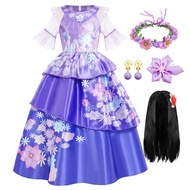 Encanto เจ้าหญิง Isabela Charm ชุดเด็กผู้หญิงคอสเพลย์ตาข่ายดอกไม้เครื่องแต่งกายเด็ก Isabella เสื้อผ้