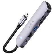 2024 USB HB28 HOCO ฮับ Type C 6-In-1 HDMI-USB ที่เข้ากันได้อะแดปเตอร์2.0การ์ด USB 3.0ตัวแปลงแบบหลายพ