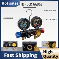 Refrigerant Charging Manifold Gauge Conditioning Tool 4-Way Dual-Value Pressure Gauge for R22/R134a/