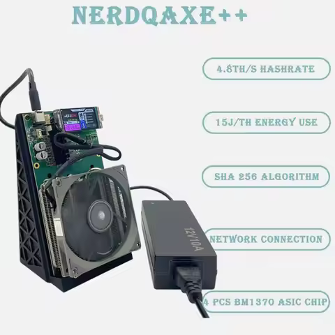 New Arraive NerdQaxe++ 4.8TH/s 78w Bitcoins Miner 4 PCS BM1370 Asic Chip Solo BTC miner With PSU Btc