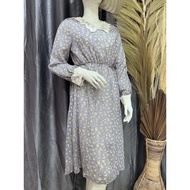 Dress tunik sifon import motif bunga lilac