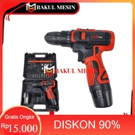 [Bisa COD] Mesin bor baterai Cordless Drill 12V include Tool Kits 24Pcs JLD Tools Bor / Mesin Bor / 