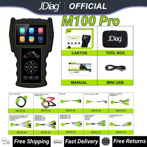 JDiag M100 Pro Code Reader Motorcycle Diagnostic Scanner For BMW Kawasaki Yamaha Suzuki KTM OBD2 Fau
