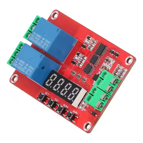 FRM02 Time Delay Relay Multi Function 5V/12V/24V Timing Relay Module Self Lock Cycle 2-Channel Self 