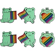 6Pcs Fashion Frog Brooch Pin The LGBT Pride Flag Enamel Pin Rainbow Brooch Pins Accessories