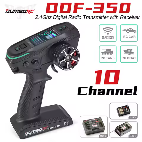 DUMBORC DDF-350 Transmitter with Receiver 2.4G 10CH Digital Radio Remote Controller for RC Car Boat 