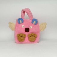 GUCCI 拼色毛絨銀扣小熊托特包兒童包楊冪同款肩背包