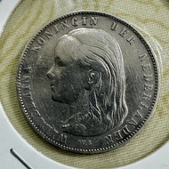 Koin Perak Belanda 1 Gulden 1897 WILHELMINA Netherlands Silver #3