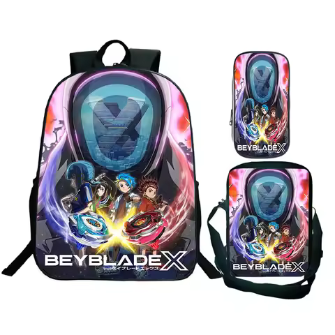 cartoon Beyblade Backpack Crossbody bag Pencil Case 3Pcs BEYBLADE X Student Pattern Schoolbag Teen C