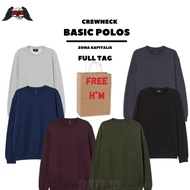 (3.3) Crewneck Sweater HM Basic Plain Multicolor Black Drak Grey Army Maroon Navy FREE PAPER BAG FUL