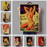 Lukisan retro baru gadis seksi Tem WW2 klasik klasik untuk hiasan dinding bar kafe dekorasi rumah po