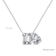 Total 4ct Emerald Pear Cut Real Moissanite Diamond Necklace 2ct Ins Hot Popular 100% S925 Silver Thi