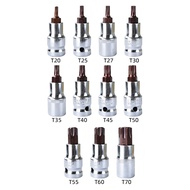SD-1pc T20-T70 Torx Head Screwdriver Bit Torx Bit Sockets 1/2inch Sockets Wrenches