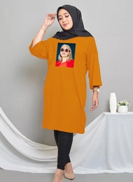 TUNIK BASIC OVERSIZE BAJU MERAH MIDI DRESS
