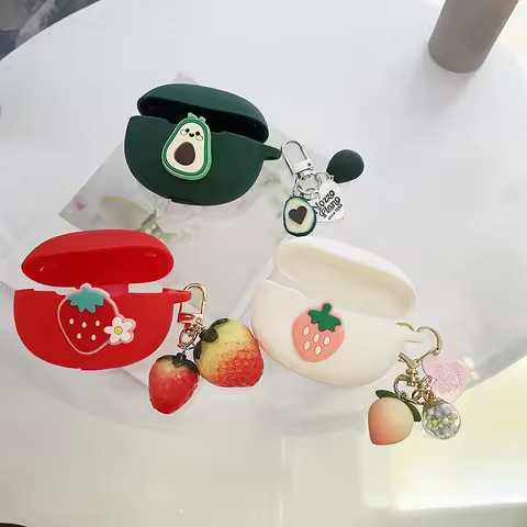 for QCY Crossky C30 /C50/C30S/ N60/HT19 Buds ANC Silicone Earphone Protect Case Cartoon fruit For QC