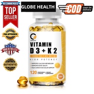 [120pcs] Vitamin D3 K2 1000 IU (125 mcg) 120 Softgels แบบเม็ดเจล ดูดซึมไว