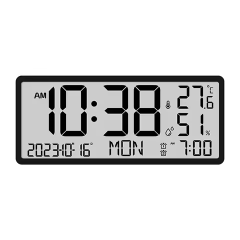 Y77A-LCD Digital Alarm Clock With Temperature Sensor Desktop & Wall Mountable Manual & Automatic Dis