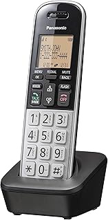 Panasonic Compact Cordless Phone with DECT 6.0, 1.6" Amber LCD and Illuminated HS Keypad, Call Block, Caller ID, Multiple Display Languages - 1 Handset - KX-TGB810S (Black/Silver)