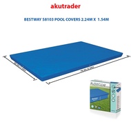BESTWAY 58103 Swimming Pool Cover Flowclear Pro Rectangular Above Ground Swimming Pool Cover Blue