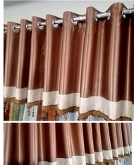 PONI Gorden Jendela Pendek Poni Blackout Pelangi Coklat Atas Pintu Full Aksesories Renda kristal