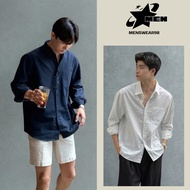 Long-sleeved beach shirt, boxy shirt for men and women, cool linen fabric SM06 - Menswear98