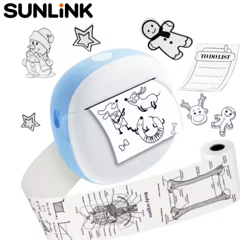 1pc Mini Thermal Printer Portable HD Home Office Small Label Bluetooth Inkless Photo Memo Text Print