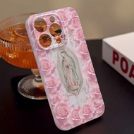 1ชิ้น เคสโทรศัพท์มือถือแข็งเคลือบเงา ลายดอกไม้เทพนิยาม เหมาะสำหรับไอโฟน 11/12/13/14/15/16 โปรแม็กซ์ 