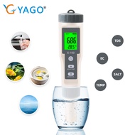 4 In 1 Salt/EC/TDS/TEMP Meter Salt Meter Salinity Tester Waterproof Saltmeter Salt Gauge Water Quality Measure Tool