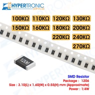 10pcs SMD Resistor, Chip Resistor , Size 1206 - 100k 110k 120k 130k 150k 160k 180k 200k 220k 240k 27