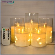 AMAZ 3-5Pcs Led Flameless Electric Candles Lamp Acrylic High Simulation Glass Cup Candles Lamp For Wedding Christmas