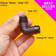 Antelco Connector Elbow Selang PE 19mm ke Drat 1 per 2 inch