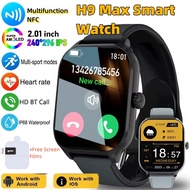 H9 Max Smart Watch Men Women HD AMOLED DISPLAY อัตราการเต้นของหัวใจบลูทู ธ เรียกสปอร์ตกันน้ำสมาร์ทนา