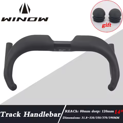 Winow Carbon Track Handlebar 14 Degree 31.8MM-330/350/370/390MM Track Bike Road Bicycle Handlebars U