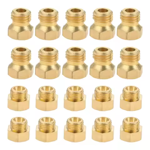 20pcs/lot Brass Propane LPG Gas Pipe Water Heater DIY Burner Parts M6x0.75mm/0.5mmx10 + M5x0.5mm/0.6