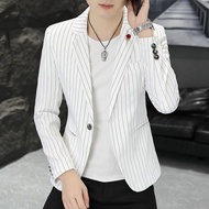 Trang phục kẻ sọc Blazer Nam thon gọn hàn quốc thanh niên thường nhật tạo mẫu tóc Áo khoác